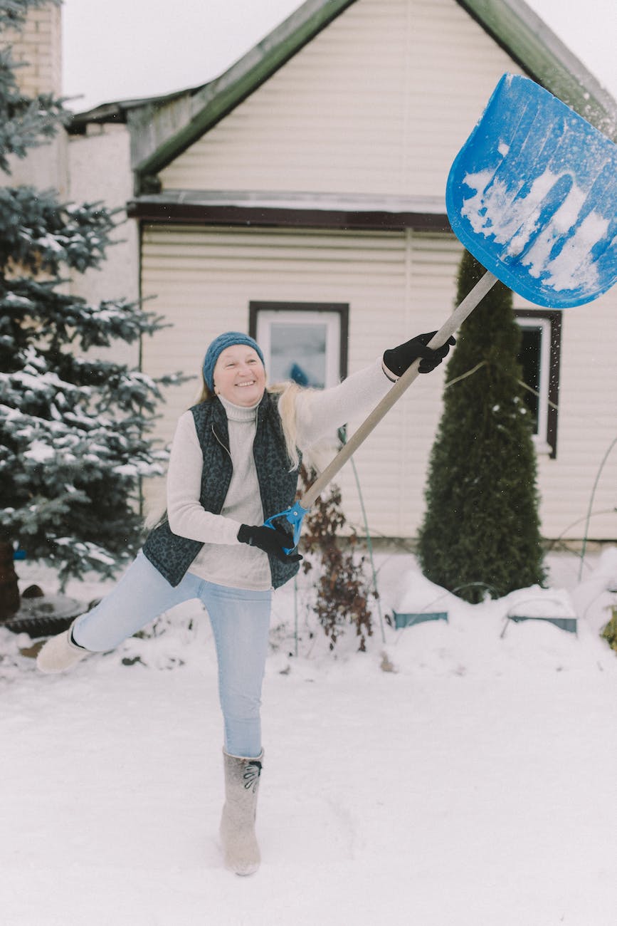 woman holding a shovel